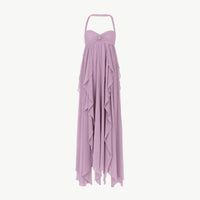 Aurelia | Damen Rückenfreies Maxikleid Volants – Rückenfrei Maxi Volant 2026 – Lila