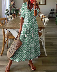Ava - Elegantes Boho-Kleid mit Bauchabdeckung – Grün