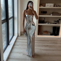 Ivana - Klassisches Maxikleid – Silber