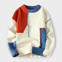 Leonardo - Exklusiv-Strickpullover – Blau - Orange