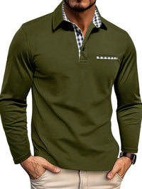Chris | Herren Warmes Langarm Poloshirt – Olivgrün