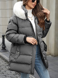 Daunenjacke Damen Mit Kapuze | Gefütterter Winterlook – Grau