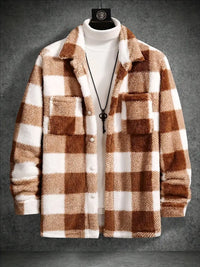Keyriah | Langärmlige, karierte Fleecejacke – Sepia