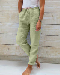 AURELIA - WEITE LEINENHOSE – Grün