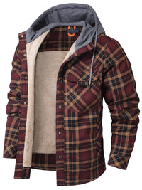 Avraham - Langärmelige Kapuzen Jacke Mit Tasche – Weinrot