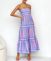 Nina - Vintage Rückenfreies Maxikleid – Rosa