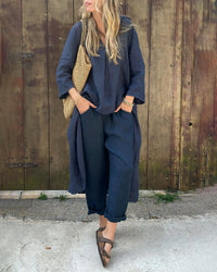Aveline™ – Luftiges Zweiteiler-Set mit femininer Eleganz – Marine
