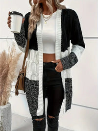 Rervielha | Eleganter, stylischer Schalkragen-Cardigan mit Rohbesatz – Weiß und Schwarz