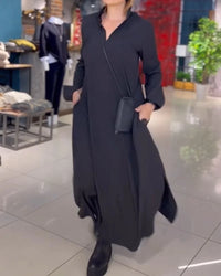 HELENA™ | LANGES WEITES KLEID MIT SEITLICHEN SCHLITZEN – SCHWARZ