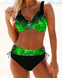 Romy | Fröhlicher Bunter Bikini – Dunkelgrün