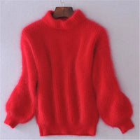 Sayvellae | Pullover im Vintage-Angora-Stil – Rot