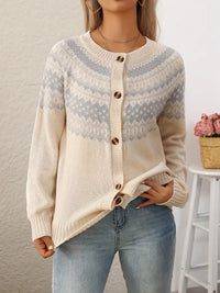 ELEGANTER GEOMETRISCHER MUSTER STRICKCARDIGAN | MODERNER STIL, KOMFORTABEL, VIELSEITIG – Aprikose