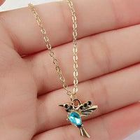 Kolibri-Halskette mit Emaille und Zirkoniumdioxid – Blau