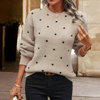 Punkte-Pullover – Verspielte Wärme mit Alltäglicher Eleganz – Khaki