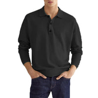 Leopold | Langarm-Poloshirt für Herren – Schwarz