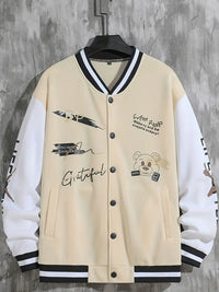 Coli | Collegejacke mit Hipster-Buchstabenmuster – Apricot