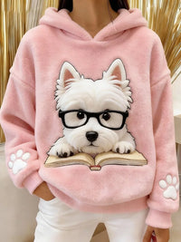 Eglantine – Kapuzen Sweatshirt Aus Flanell Mit Terrier Drucken – Rosa