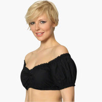 Off-Shoulder Dirndl Bluse für Damen - Oktoberfest 2025 – Schwarz