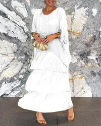 Marina - Elegantes langes locker sitzendes Kleid – Weiß