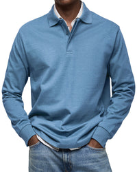 Julian | Luxe Polo mit langen Ärmeln – Blau