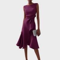 Elfriede | Damen Ärmelloses Midikleid Drapiert Asymmetrisch – Asymm. Midi Drapiert 2026 – Lila