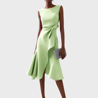 Elfriede | Damen Ärmelloses Midikleid Drapiert Asymmetrisch – Asymm. Midi Drapiert 2026 – Hellgrün