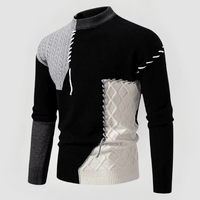 JULIAN - PATCHWORK-DESIGN ENG ANLIEGENDER PULLOVER – Schwarz