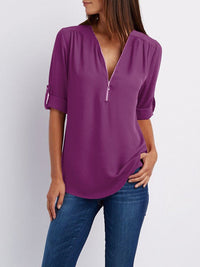 Langärmelige Lockere Bluse – Lila