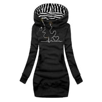 Elise | Bedrucktes T-Shirt-Kleid – Schwarz