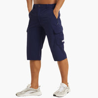 Herren Bermuda Cargo Shorts mit Taschen für Sommer Outdoor – Dunkelblau