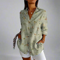 Delia™ – Zeitlose Vintage-Bluse mit liebevollen Handdetails – YJ4963-GN