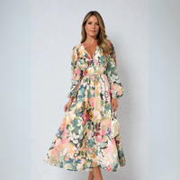 Elvira - Langärmliges Boho-Kleid – Grün