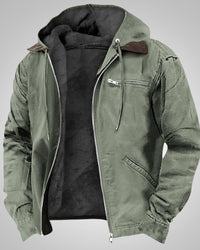 Jan | Herren Casual Bikerjacke mit Kapuze – Grün