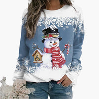 Denise - Schneemann Weihnachts-Pullover – Blau