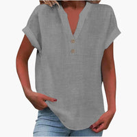 Damen Bluse mit V-Ausschnitt und kurzen Ärmeln – Grau