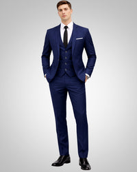 Simon | Herren Slim Fit Dreiteiliger Hochzeitsanzug – Blau