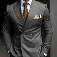 Herren Zweireihig Formell Hochzeitsgast Anzug Set | Zweiteiliges Set – Grau