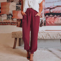 Belma Sommerhosen | bunte luftige Sommerhosen Damen – Weinrot