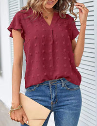 Kiera - Bluse mit V-Ausschnitt – Bordeaux