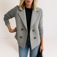 Martine™ -  Elegante Jacke mit Gestrickten Ärmeln – Grau