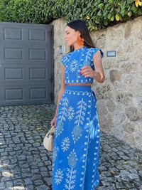Camilla  | Elegant Bedruckt Komplettset – Blau