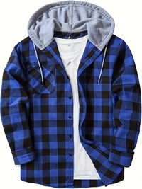Florian | Kariertes Hoodie-Hemd – Blau
