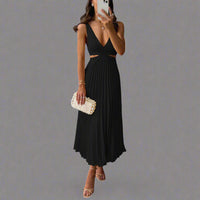 Gabriela | Elegantes, leichtes Premium-Maxikleid für stilvolle Sommeranlässe – Schwarz