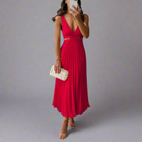 Clara | Twist-Maxi mit Glanz – Rot