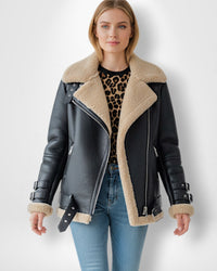 Winter Jacke für Damen mit wärmendem Innenfutter und Kragen – Schwarz
