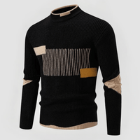 MAIK - ENG ANLIEGENDER STRICKPULLOVER – Schwarz geometrisch