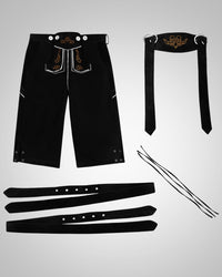 Christoph | Herren Traditionell Knielange Lederhose – Schwarz