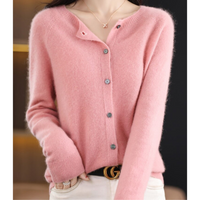 Miriam | Damen Bequem Woll Strickjacke – Hellrosa