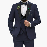 Herren Anzug dreiteilig mit Slim Fit und Kontrastrevers – Lila