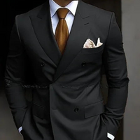 Herren Zweireihig Formell Hochzeitsgast Anzug Set | Zweiteiliges Set – Schwarz